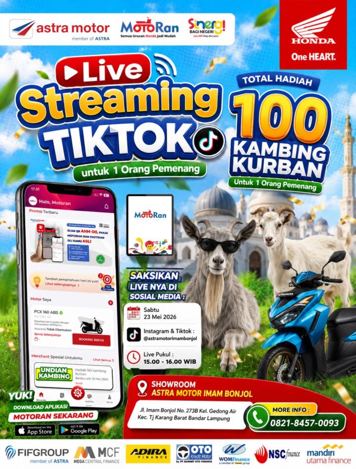 Rayakan Idul Adha, Astra Motor Imam Bonjol Siap Bagikan Hadiah Kambing Kurban Lewat Live TikTok